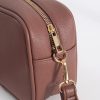 Brown Double Zip PU Crossbody Bag