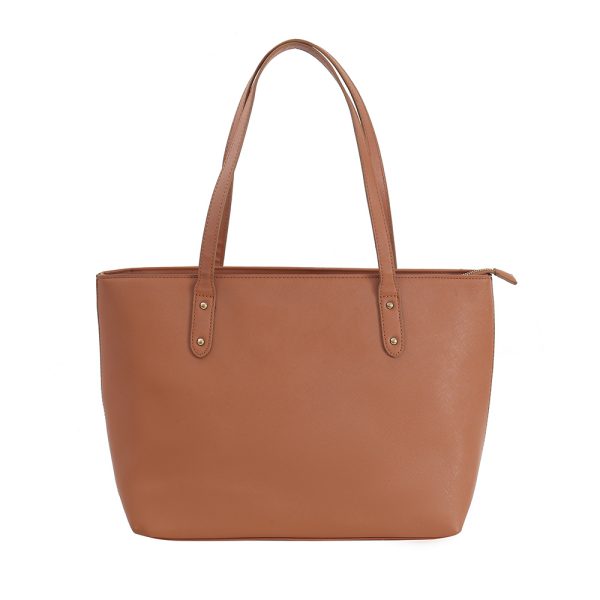 IMG_6186 Tan Zip Top PVC Tote Bag