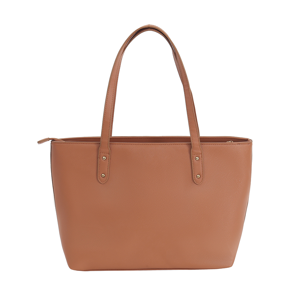 IMG_6187 Tan Zip Top PVC Tote Bag