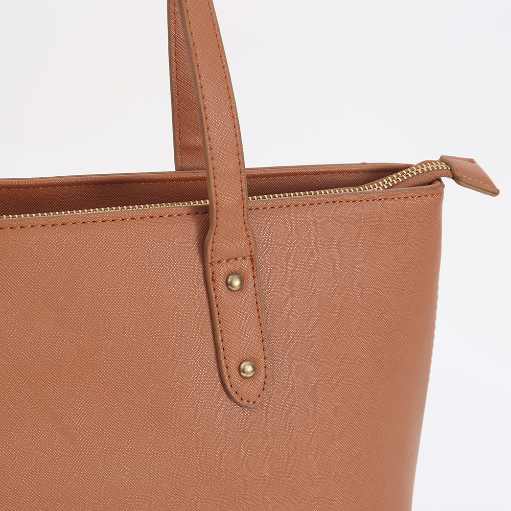 IMG_6188 Tan Zip Top PVC Tote Bag