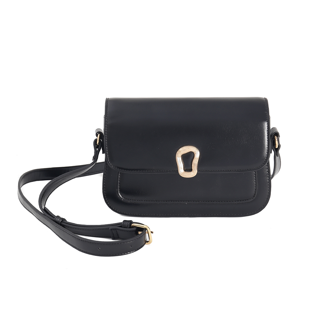 IMG_6208 Black Flap PU Crossbody Bag