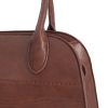 Brown Rounded PU Top Handle Bag