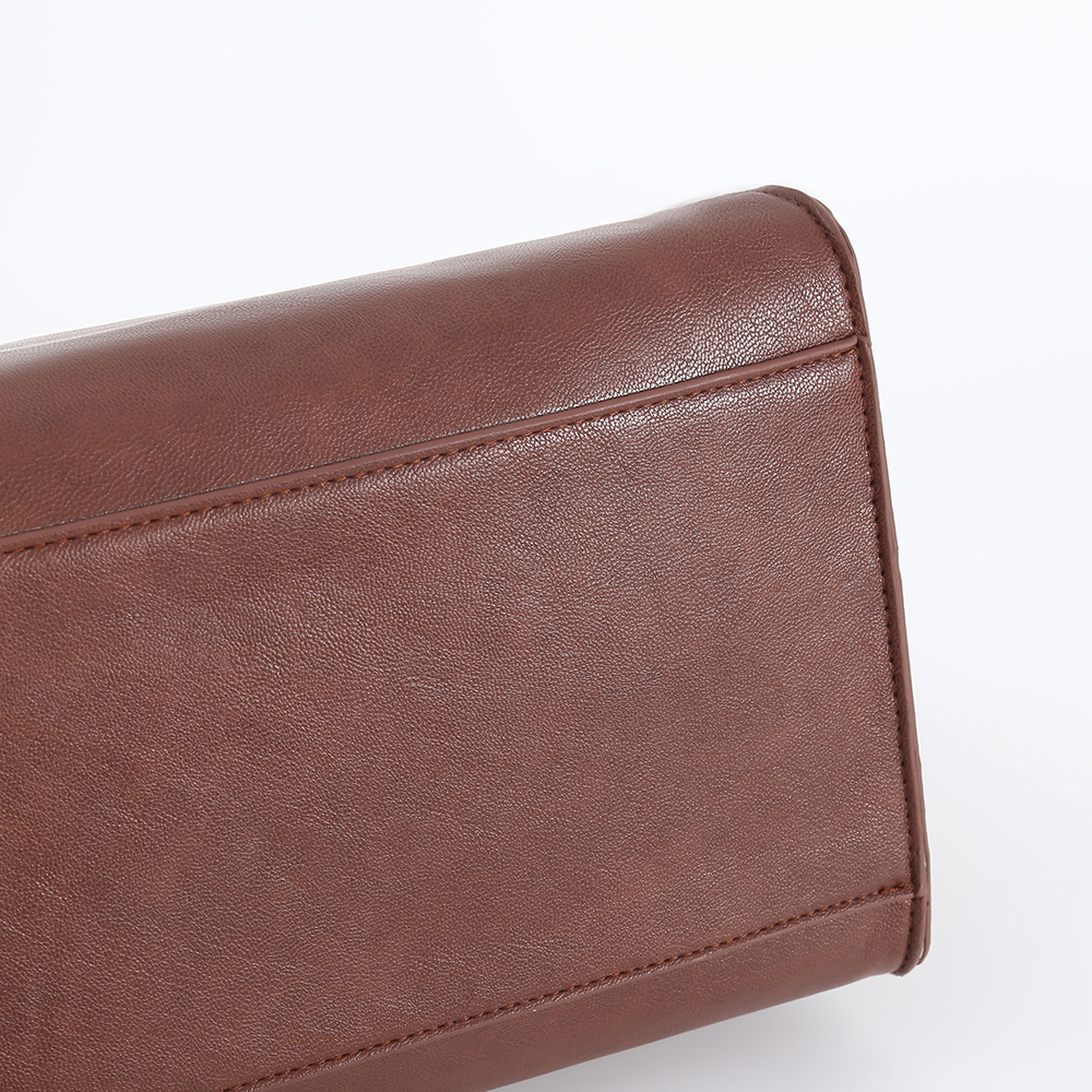 Brown Rounded PU Top Handle Bag