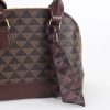 Brown Geometric Print PVC Top Handle Bag