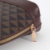 Brown Geometric Print PVC Top Handle Bag