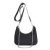 IMG_6284 Black Chain Detail Fabric Shoulder Bag