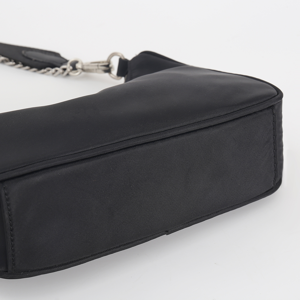 IMG_6288 Black Chain Detail Fabric Shoulder Bag