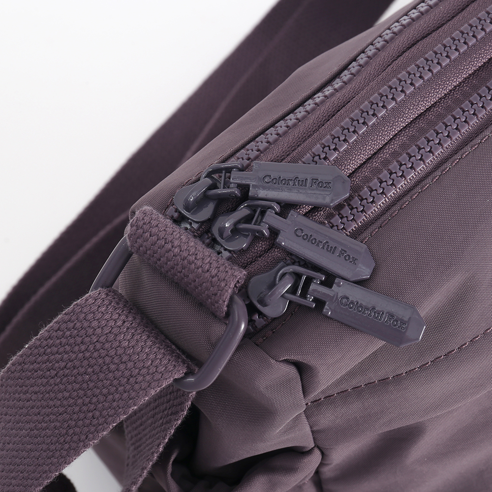 IMG_6297 Purple Multi Pocket Nylon Shoulder Bag