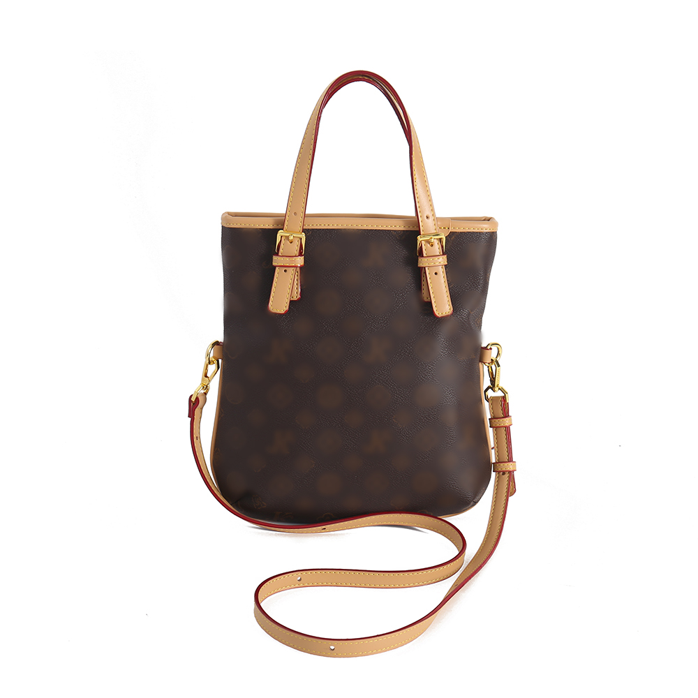 Brown Vertical Print PU Tote Bag