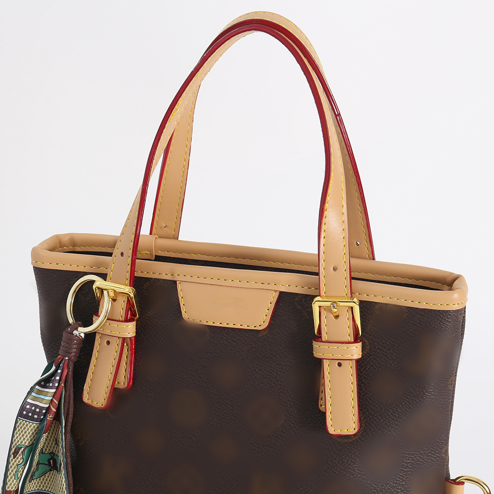 Brown Vertical Print PU Tote Bag