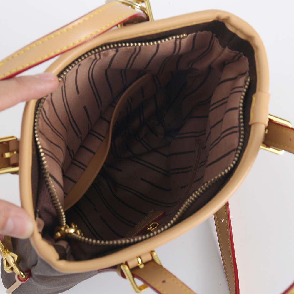 Brown Vertical Print PU Tote Bag
