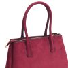 Burgundy Structured Canvas Tote Bag