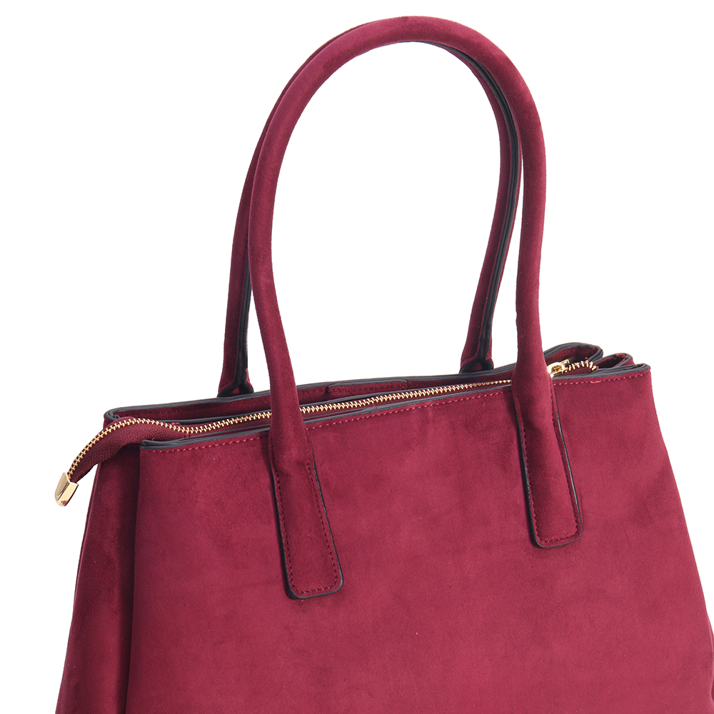 Burgundy Structured Canvas Tote Bag