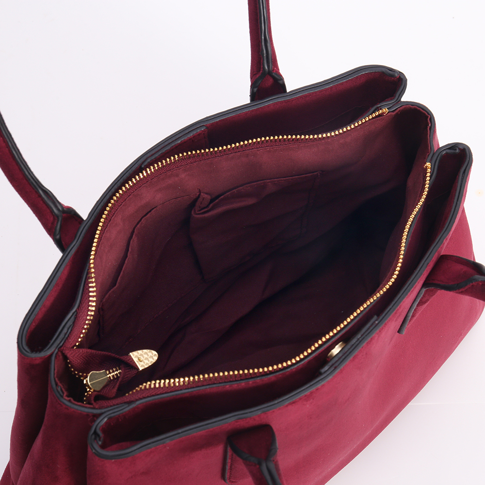 Burgundy Structured Canvas Tote Bag