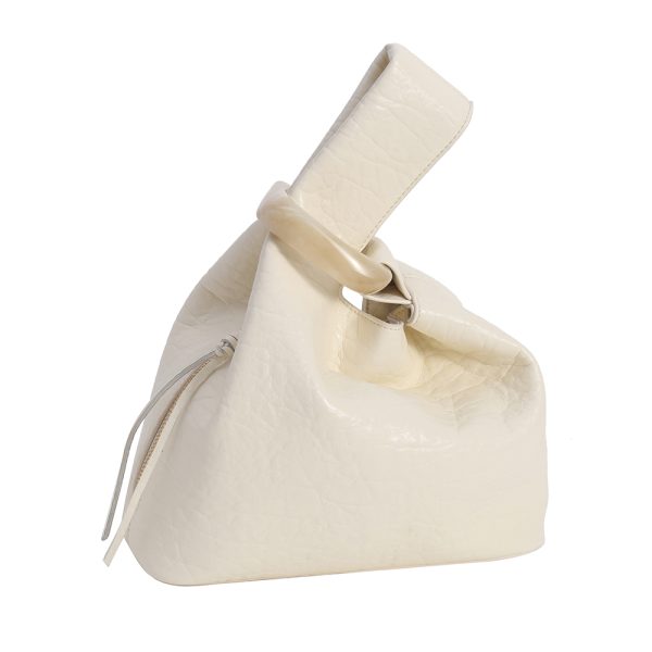 IMG_8043 Cream Knot Handle Velvet Bucket Bag
