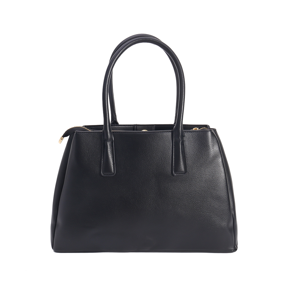 Black Structured Canvas Tote Bag