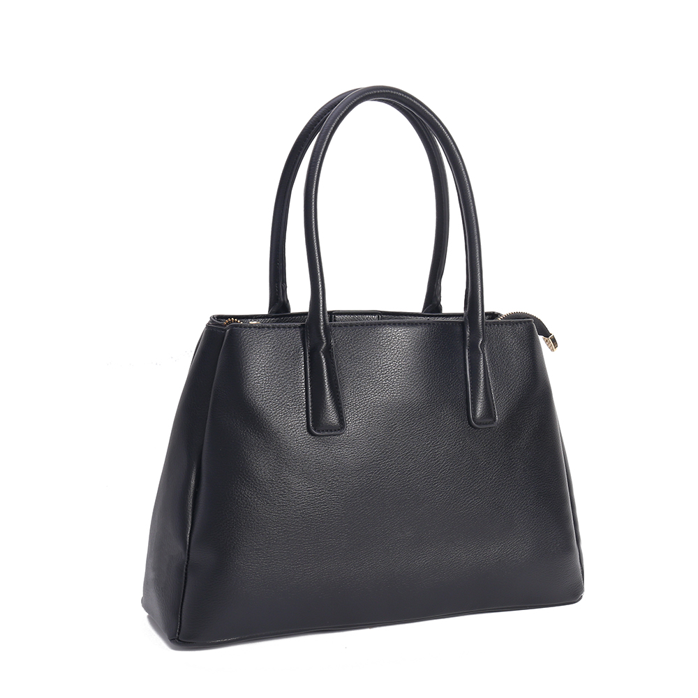 Black Structured Canvas Tote Bag