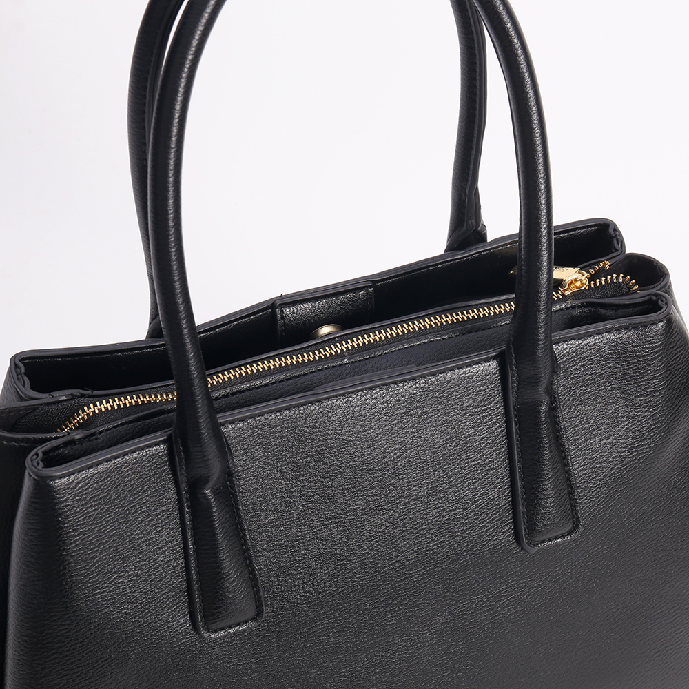 Black Structured Canvas Tote Bag
