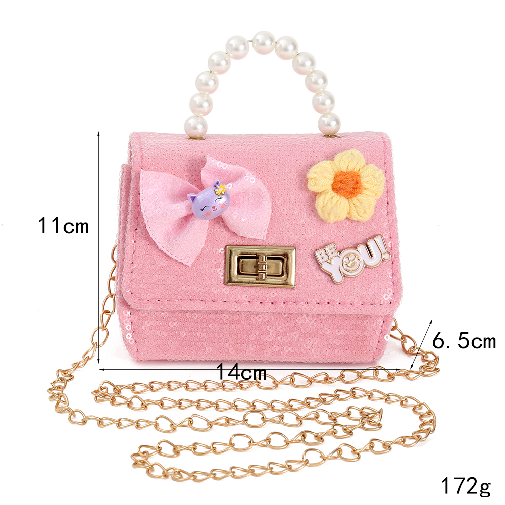 Pink Mini Knitted Chain Bag Set