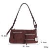 Brown Zip Pocket Velvet Shoulder Bag