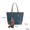 长41宽29厚13 重890 Blue Contrast Trim PU Tote Bag